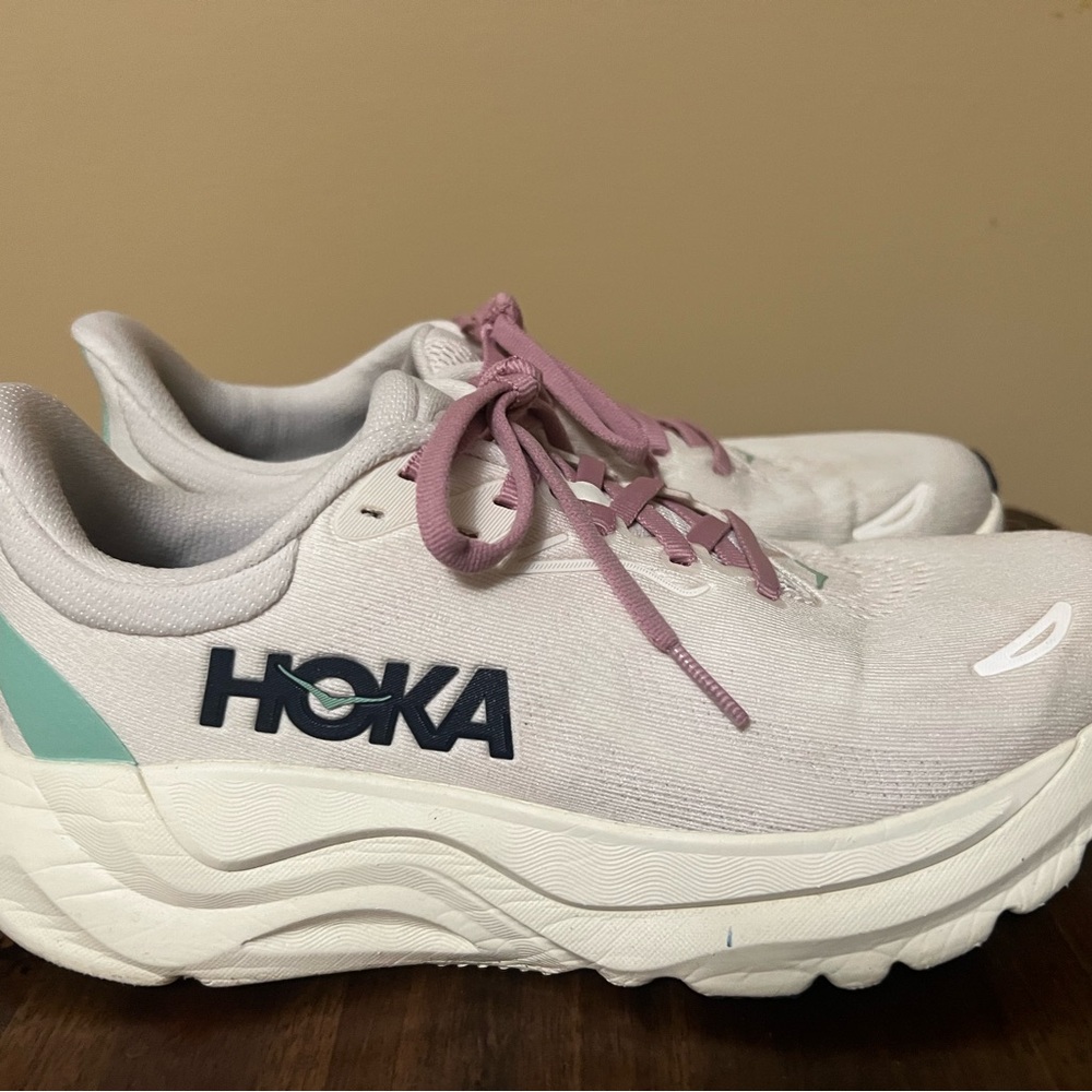 Hoka White and Purple Running Shoes
